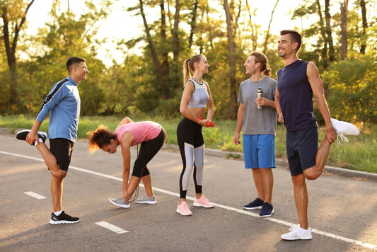 young people training outdoors